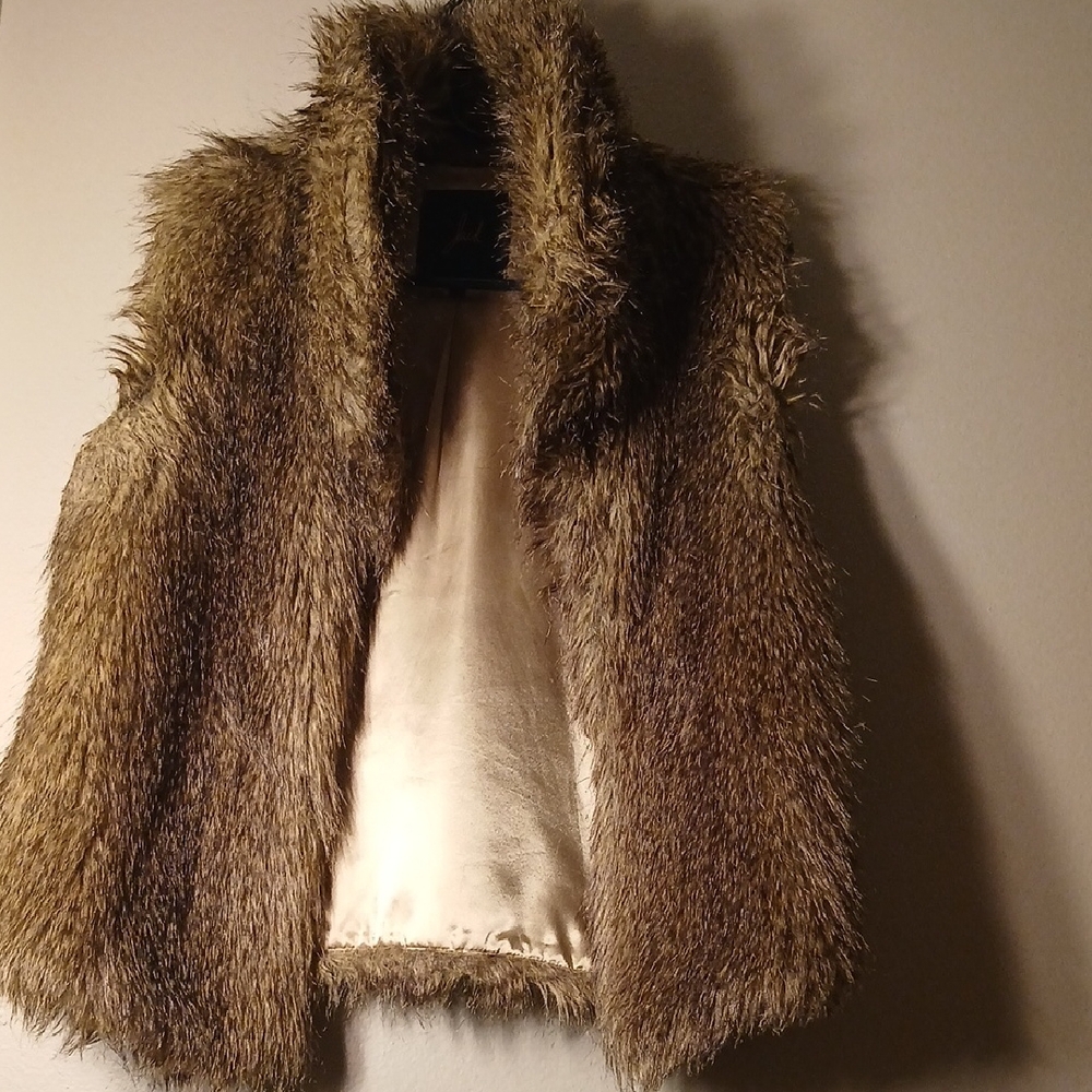 Faux Fur Vest in Brown and Gold Lining Small